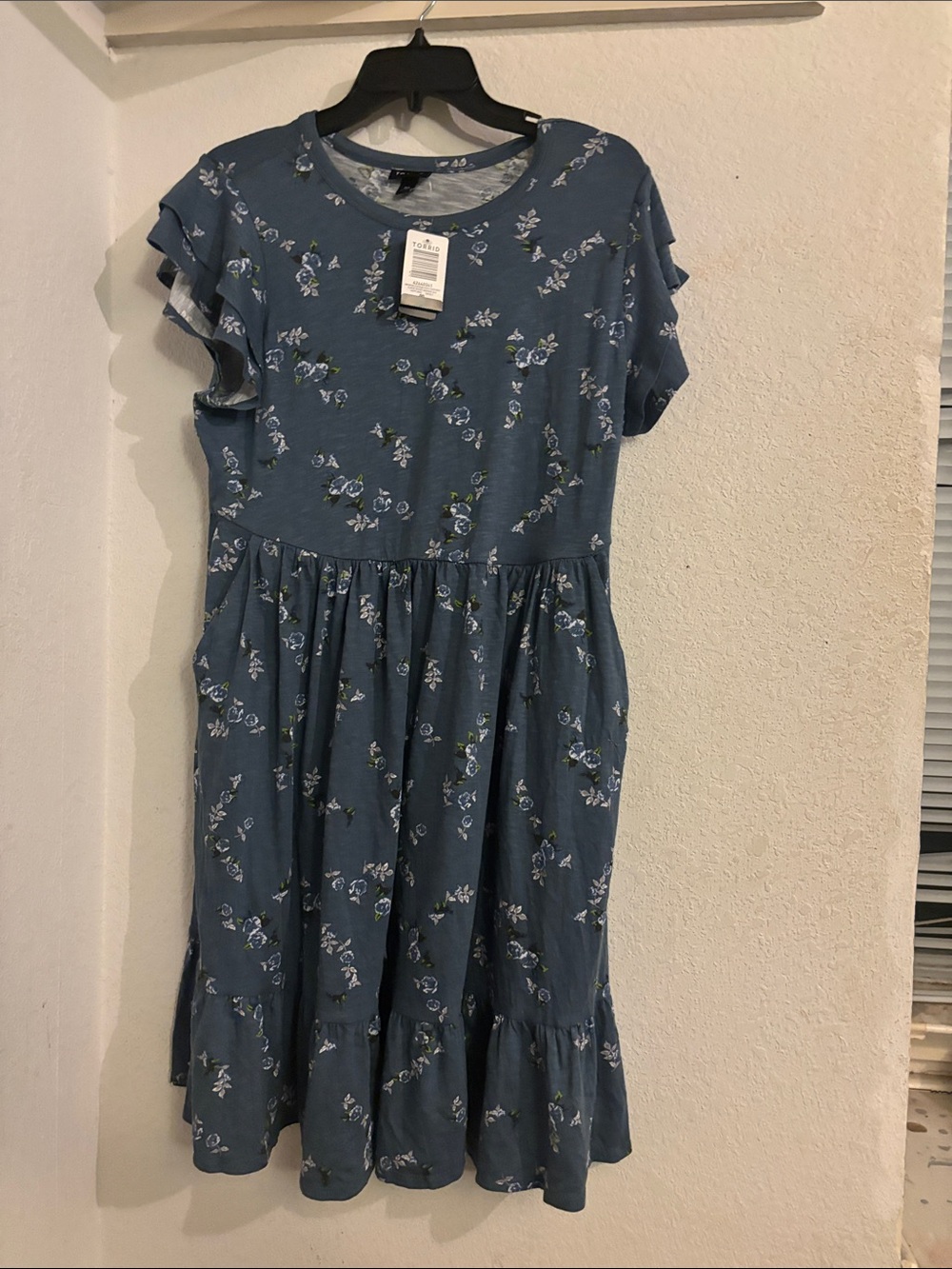 torrid Dusty Blue Floral Ruffle Midi Dress